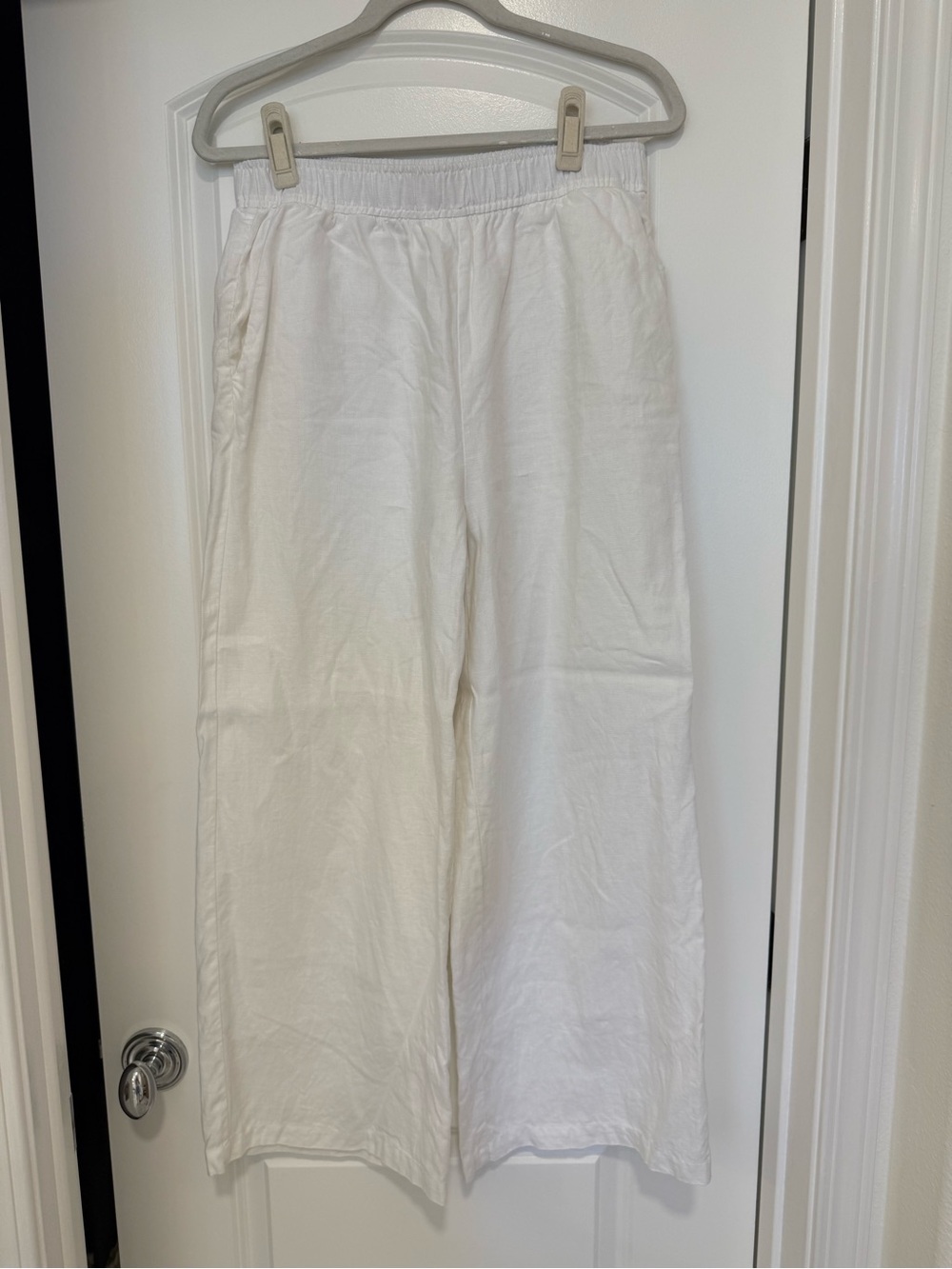 Reformation White Wide-Leg Linen Pants